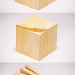 おもしろ文房具　檜の角材メモブロック「Hinoki Memo Cube With Fragrance」